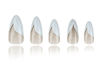 Picture of RUOKEXIN Almond Press on Nails White French Tip Fake Nails Medium False Nails with Silver Glitter Designs Almond Nail Press ons Nude Full Cover Glue on Nails Cute Stick on Nails for Women 24Pcs