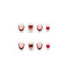 Picture of RUOKEXIN Coffin Press on Nails White French Tip Glue on Nails Short Fake Nails Thick False Nails with Red Heart Rhinestones Designs Glossy Artificial Nails Natural Stick on Nails for Women 24Pcs
