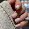 Picture of Short Press on Nails Nude White Square Fake Nails, Sliver Glitter Acrylic Nails, Shiny Glossy Gel False Nails Kits Salon Quality Stick Glue on Nails Tip 24 Pcs