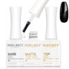 Picture of modelones Matte Gel Top Coat, 3 Pcs No Wipe Gel Top and Base Coat, Velvet Matte Glossy Shine Clear Effect Soak Off Nail Lamp Long Lasting Gel Polish Gel Base Top Coat for Home Salon Use