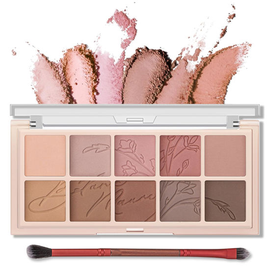 Picture of Erinde 10 Colors Eyeshadow Palette Makeup - Matte Shimmer Glitter Eye Shadow, Ultra-Blendable, High Pigmented, Naturing-Looking, Neutral Nude Eyeshadow Palette with Professional Brush, Plant Rhythm