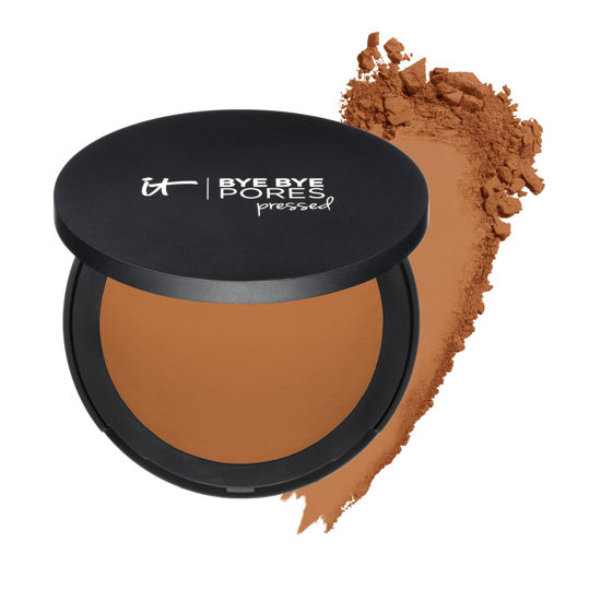 Picture of IT Cosmetics Bye Bye Pores Pressed Finishing Powder - Universal Rich/Tan Shade - Contains Anti-Aging Peptides, Hydrolyzed Collagen & Antioxidants - 0.31 oz