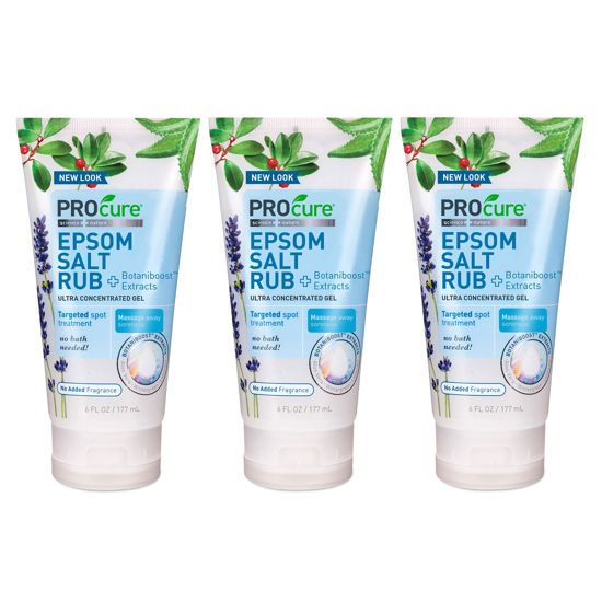 Picture of PROcure Epsom Salt Rub Gel with Aloe Vera, Soothes Muscle Tension, Aches & Soreness Directly Where It Hurts, 6 Fl Oz (Pack of 3)