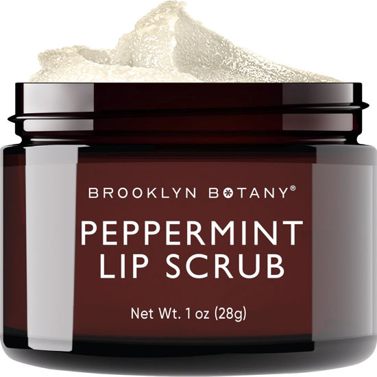 Picture of Brooklyn Botany Lip Scrub Exfoliator 1 oz - Lip Moisturizer for Dry Lips and Chapped Lips - Gentle Lip Exfoliator for Smooth and Brighter Lips - Peppermint Flavor