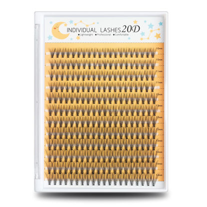 Picture of WONSIS 20D Lash Clusters, Individual Lashes, 240 Pcs Individual Lash Extensions, Volume Soft Lightweight Thickness 0.07mm C Curl False Eyelashes 10/11/12/13/14mm (10-14mm, Mixed）