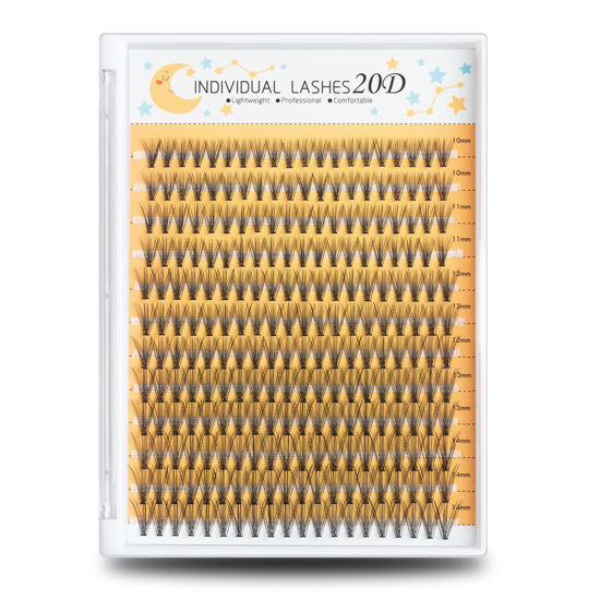 Picture of WONSIS 20D Lash Clusters, Individual Lashes, 240 Pcs Individual Lash Extensions, Volume Soft Lightweight Thickness 0.07mm C Curl False Eyelashes 10/11/12/13/14mm (10-14mm, Mixed）