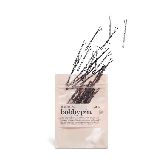 Picture of Kitsch Mini Bobby Pins - Hair Pins for Women Hair | Small Bobby Pin for Thin & Thick Hair | Bobby Pins Black for Styling & Sectioning | Hair Pin Pack for Teen, 45 pcs (Black)