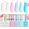 Picture of CANNI 6Pcs 9ml Pastel Gel Nail Polish Set- White Pink Light Blue Gel Polish Kit Candy Milky White Colors DIY at Home Salon Christmas New Year's Gifts for Girls