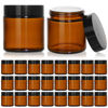 Picture of KEYWING 4oz Small Glass Jars with Black Lids, 24 Pack Amber Empty Cosmetic Containers Round Glass Jar with Inner Liners for Lotions, Powders and Ointments