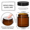 Picture of KEYWING 4oz Small Glass Jars with Black Lids, 24 Pack Amber Empty Cosmetic Containers Round Glass Jar with Inner Liners for Lotions, Powders and Ointments