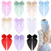 Picture of 10 PCS Big Hair Bows for Women Girls,TOKUFAGU Large Hair Ribbon Bow Barrette Clips for Girls,Hair Bows with Long Tail Vintage French Hair Accessories for Women (Polished satin surface)