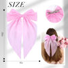 Picture of 10 PCS Big Hair Bows for Women Girls,TOKUFAGU Large Hair Ribbon Bow Barrette Clips for Girls,Hair Bows with Long Tail Vintage French Hair Accessories for Women (Polished satin surface)