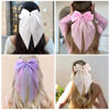 Picture of 10 PCS Big Hair Bows for Women Girls,TOKUFAGU Large Hair Ribbon Bow Barrette Clips for Girls,Hair Bows with Long Tail Vintage French Hair Accessories for Women (Polished satin surface)