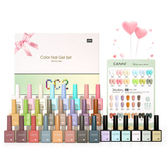 Picture of CANNI CC2 Gel Nail Polish Set, 30 Pcs 9ml White Pink Nude Blue Pastel Gel Polish Soak Off LED Natural Nail Gel Polish Set Nail Art Starter Manicure Salon DIY at Home