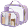 Picture of PACKISM TSA Approved Toiletry Bag - Glitter Textured Clear Travel Bag, Personalized and Fashion, with 180° Large Opening and Supporting Frame, Perfect for Travel Essentials, Thick No Smell, Purple