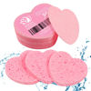Picture of 50-Count Heart Shape Compressed Facial Sponges, 100% Natural Cosmetic Spa Sponges for Facial Cleansing for Daily Facial Cleansing, Exfoliating Mask, Makeup Remover. Ideal for Home and Travel.