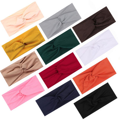 Picture of XTREND 12 Pcs Women's Headbands Twisted Cross Elastic Headbands Yoga Workout Headbands Non-Slip Sweat Soft Headbands Solid Color Simple Versatile Hair Accessory Headbands