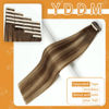 Picture of Remy Tape in Hair Extensions Human Hair, Chocolate Brown Mixed Honey Blonde Real Straight Tape ins Seamless Skin 14 Inch 20Pcs Human Hair Extensions Tape in(4/4/27#, 14 Inch)