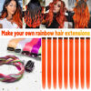 Picture of TOFAFA 22 inch Colored Hair Extensions, Multi-colors Party Highlights Clip in Synthetic Hairpiece for Halloween Girl Women Kids Party Gift(10 PCS Orange)