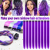 Picture of TOFAFA 22 inch Colored Hair Extensions Straight Hairpiece, Multi-colors Party Highlights Clip in Synthetic Hair Extensions for Women Kids Girls Favor Cosplay Gift (10pcs Purple)