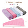 Picture of AIDEA Microfiber Hair Towel Wrap, 5 Pack Hair Turbans, Super Absorbent Quick Dry Hair Towel Wrap for All Hair Types Anti Frizz, Hair Accessories for Women, 26"×10"