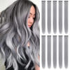 Picture of TOFAFA 22 inch Colored Hair Extensions Straight Hairpiece, Multi-colors Party Highlights Clip in Synthetic Hair Extensions for Girls Women Kids Favor Gift(10 PCS Grey)