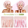 Picture of BONNET QUEEN Silk Bonnet for Sleeping Women Hair Bonnet Reversible Double Layer Satin Bonnet Tie Bonnet Sleep Satin Hair Wrap Night Cap for Curly Hair Jade Pink