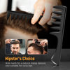 Picture of 3Pcs Hair Styling Combs Set For Men - Black Barber Wide Tooth Texture Comb For Quiff, Pompadour, Slicked-back, Fauxhawk, Undercut