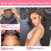 Picture of Atilck Wear and Go Glueless Wigs Human Hair Pre Plucked Pre Cut Bob Wig Human Hair With Elastic Band For Black Women Body Wave 4x4 Closure Human Hair 16 Inch