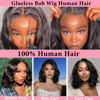 Picture of Atilck Wear and Go Glueless Wigs Human Hair Pre Plucked Pre Cut Bob Wig Human Hair With Elastic Band For Black Women Body Wave 4x4 Closure Human Hair 16 Inch