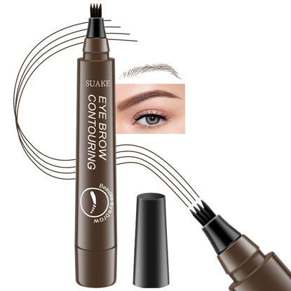 Picture of Kaely Magical Precise Waterproof Brow Pen,Suake Eyebrow Contouring Pen,4 Tip Eye Brow Pencils for Women Makeup,lapiz de cejas 3d Microblading Eyebrow Pen Pencil,24h Smudge Proof,02 Dark Brown