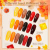 Picture of FZANEST Fall Gel Nail Polish Colors Set,Jelly Brown Gel Polish Nail Crystal Transparent Yellow Orange Blood Red Dark Wine Gel Polish Kit Manicure DIY Nail Art Home Salon for Women