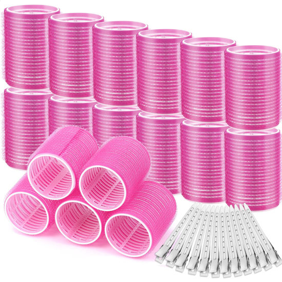 Picture of Big Self-Grip Hair Rollers with Stainless Steel Duckbill Clips for Long, Medium Hair and Volume