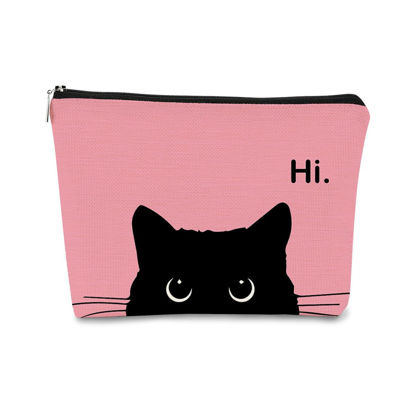 Picture of BARPERY Cat Makeup Bag,Cat Gifts，Black Cat Purse,Gifts For Cat Lovers,Small Cute Makeup Bag Cosmetic Bag For Women Teen Girls,Birthday Gift,Cat Owners Gifts,Cat Lady Gifts For Women(Pink2)