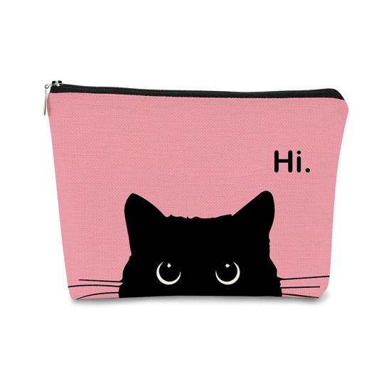 Picture of BARPERY Cat Makeup Bag,Cat Gifts，Black Cat Purse,Gifts For Cat Lovers,Small Cute Makeup Bag Cosmetic Bag For Women Teen Girls,Birthday Gift,Cat Owners Gifts,Cat Lady Gifts For Women(Pink2)