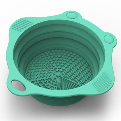 Picture of Foldable Silicone Makeup Brush Cleaner Pad Bowl, YalsFTY Portable Mat Scrubber Cleaning Tool for Makeup Brushes (Green)