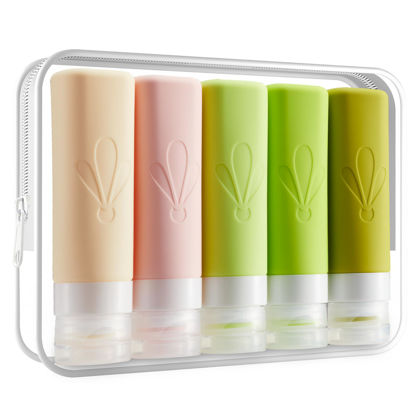 Picture of INSFIT Travel Bottles for Toiletries, TSA Approved 3oz Travel Size Containers, BPA Free Leak Proof Squeezable Silicone Tubes for Shampoo Conditioner Lotion Soap with Labels