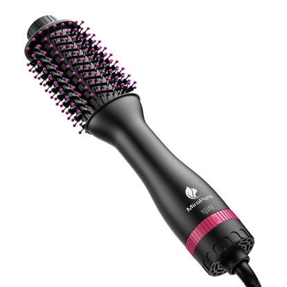 Picture of Hair Dryer Brush Blow Dryer Brush in One, MiroPure 4 in 1 Hair Dryer and Styler Volumizer with 4 Speed Temp Settings, Hot Air Brush with Oval Barrel for All Hair Style and Fast Drying, Rose Red
