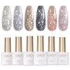 Picture of GAOY Chrome Platinum Glitter Nail Polish Set, 6 Colors Including Sparkly Shiny UV LED Soak Off Black Silver Pink Gel Polish Kit Home DIY Manicure Nail Salon Varnish