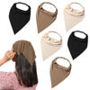Picture of 6 Pack Hair Scarf Headband for Women - Elastic Hair Kerchief Large Boho Triangle Bandana Head Scarf with Clips Non Slip Solid Color Headbands Hair Scarves for Teen Girls