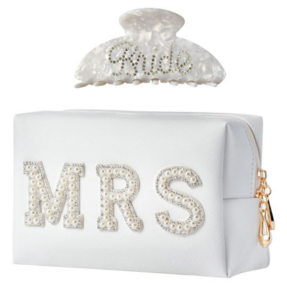 Picture of Tkifoda Bride to Be Gift Set, Bridal Shower Gift for Her, Bride Hair Claw Bride Hair Clip, Bride Makeup Bag, MRS Cosmetic Bag, Wedding Gifts Bachelorette Gifts for Bride