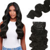 Picture of Lashey Seamless Clip in Hair Extensions Human Hair 7pcs 110g Body Wave Clip in Hair Extensions 16 Inch Natural Black Hair Extensions Clip Ins with Invisi Edge