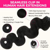 Picture of Lashey Seamless Clip in Hair Extensions Human Hair 7pcs 110g Body Wave Clip in Hair Extensions 16 Inch Natural Black Hair Extensions Clip Ins with Invisi Edge