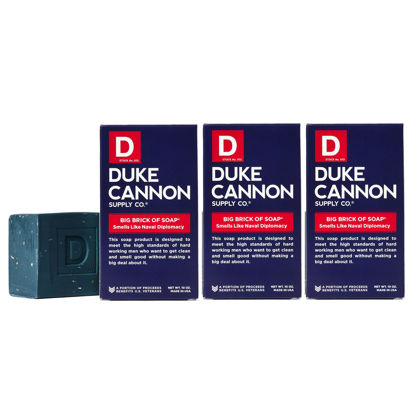 Picture of Duke Cannon Supply Co. Big Brick of Soap Bar for Men WWII Collection Smells Like Naval Diplomacy (Refreshing Ocean Scent) Multi-Pack- Superior Grade, Extra Large, All Skin Types, 10 oz (3 Pack)