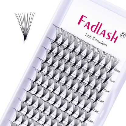 Picture of Premade Fans Eyelash Extensions 14D 0.07 C Curl Mixed Tray Premade Lash Fans Middle Stem Pointed Base Lashes Extension Premade Volume Fans Pro Point (14D-0.07-C, 8-14mm)