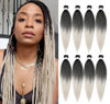 Picture of Pre Stretched Braiding Hair Grey 24 Inch 8 Packs White Braiding Hair Pre Stretched Yaki Texture, Hot Water Setting, Easy To Install Professional Synthetic Ombre Braiding Hair(24in,1B/Silver)