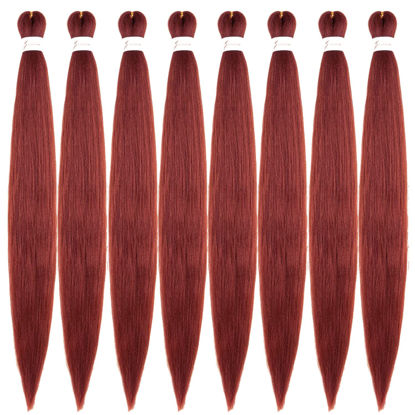 Picture of Ubeleco Pre Stretched Braiding Hair, 8 Packs 48 Inch Braiding Hair Pre Stretched Yaki Texture, Hot Water Setting, Easy To Install Professional Synthetic Hair for Braiding(48in, #350)