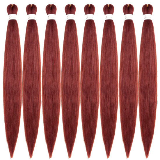 Picture of Ubeleco Pre Stretched Braiding Hair, 8 Packs 48 Inch Braiding Hair Pre Stretched Yaki Texture, Hot Water Setting, Easy To Install Professional Synthetic Hair for Braiding(48in, #350)