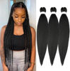 Picture of Braiding Hair Pre Stretched 24 inch 3 Packs Natural Black Easy Braid Synthetic Professional Soft Yaki Texture, No Itch, Hot Water Setting Hair Extensions for Braids (24in,1B#)