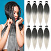 Picture of 8 Packs Pre-stretched Braiding Hair,30 inch Braiding Hair Pre Stretched Soft Yaki Texture, No Itch, Hot Water Setting Hair Extensions for Braids(30in,1B/Silver)
